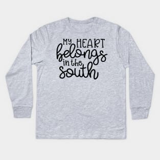 My Heart Belongs in the South Southern Cute Kids Long Sleeve T-Shirt